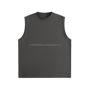 Débardeur d'été décontracté pour homme Solona, en coton lourd 260g, sans manches, avec un design tricoté tendance et ample, sweat-shirt d'été - Product Image 2