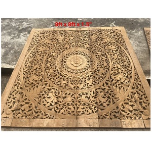 Paneles Decorativos de Madera de Teca Tallada de 8 pies, 100% Hechos a Mano, Alta Resistencia, Ecológicos, Decoración Clásica Tailandesa para el Hogar - Product Image 1