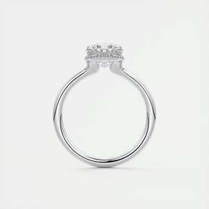 Anillo solitario de medio halo con diamante cultivado en laboratorio de corte cojín de 2.10 quilates en oro blanco de 14k con engaste empotrado para compromiso - Product Image 1