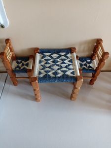 Plateau de service rectangulaire de luxe en bois, style charpai traditionnel avec motif nature morte, idéal pour les hôtels et les occasions spéciales comme le Ramadan et Diwali - Product Image 6