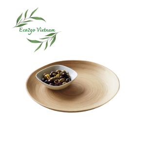 Juego de platos de bambú hilado, platos de fruta con bandeja de bambú, precio barato y logotipo grabado con láser de Eco2go Vietnam - Product Image 6