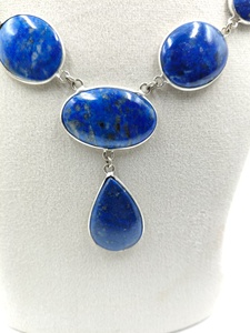 Collar de Ágata Natural con Cadena de Eslabones Chapada en Plata y Latón Hecha a Mano, Estilo Bohemio de 22 Pulgadas para Mujer, para Bodas o Uso Diario - Product Image 2