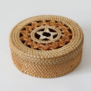 Rattan container <b>basket</b> for food storage & <b>displaying</b> weaving box <b>baskets</b> wholesale lid boxes - Product Image 6