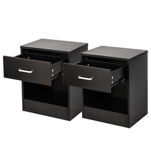 2pcs Black <b>Nightstands</b> with Drawer Elegant Furniture Accessory - Product Image 4