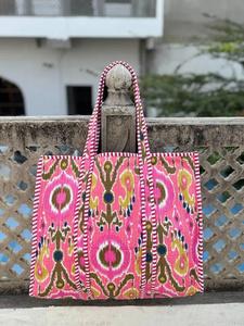 Bohemian Block Print Cotton Quilted Shoulder Bag Inner Pockets Durable Reusable Tote for Daily Life Work College - Product Image 3
