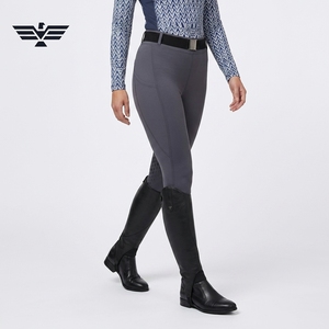 Pantalon d'équitation taille haute gris uni pour femme EMPIRE of TREND WEARS, extensible dans les quatre sens, en Spandex/Nylon, avec poches élastiques à la taille - Product Image 6