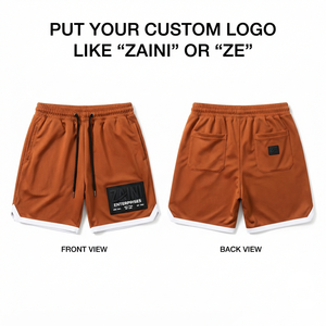 <b>Men</b> Mesh <b>Shorts</b> 140 GSM Polyester Sports Mesh Breathable Quick Dry Rust Orange <b>White</b> Trim Custom TPU Logo Basketball Training - Product Image 1