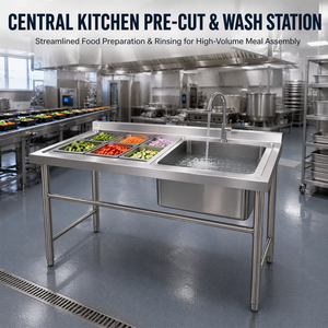 Unidad de Fregadero Resistente a Químicos con Acabado Reforzado y Embalaje en Cartón, Zona de Preparación para <span class=keywords><strong>Catering</strong></span>, <span class=keywords><strong>Empresa</strong></span> Comercial - Product Image 1