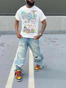 Camiseta de Manga Corta para Hombre, Personalizada, de Corte Holgado y Talla Grande, Impresión en Serigrafía, Tela de Seda, Cuello Redondo - Product Image 2