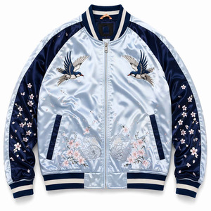 Veste bomber Sukajan en cuir ultra-luxe pour l'hiver |   Fermeture éclair brodée à la main de style japonais, artisanat double face - Product Image 2