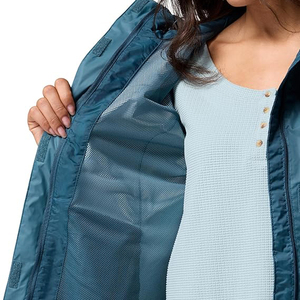 Teal Hooded Waterproof Shell Outdoor Windproof Breathable DWR Lightweight Zip Up Women Windbreaker <b>Jacket</b> - Product Image 6