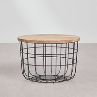 Table basse ronde Vandana Grand Stellar Ø62 cm en bois de manguier et acier Ket