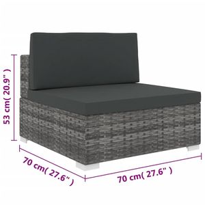 Siège central sectionnel gris poly rotin avec coussins Meubles de patio - Product Image 5