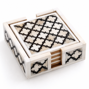 Premium Bone Inlay Coaster Set For Home Hotels Handmade Square <b>Cup</b> Coasters Luxury Dining Coffee Table Accessories <b>Custom</b> Logo - Product Image 1