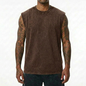 Camiseta sin Mangas de Lujo 100% Algodón Transpirable con Bordado Tejido para Hombre, Estilo Casual, Lavado Nieve, para Moda Urbana y Gimnasio - Product Image 3