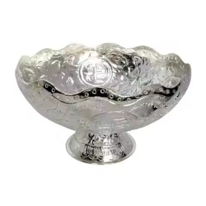 Classic Decorative Silver Metal Dates Bowl Premium Serving Bowl for Nuts and Dates Ramadan Iftar <b>Party</b> <b>Table</b> Use - Product Image 4
