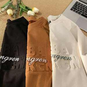 Fabricante de Ropa, Camiseta de Algodón Orgánico Tejido para Hombre, OEM, Estampado Gráfico en Relieve, Camisetas Personalizadas con Estampado 3D en Relieve - Product Image 3