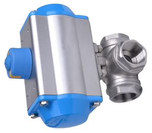 Vanne à boisseau sphérique pneumatique automatique à 3 voies SS316 actionneur de positionneur extrémité de bride alimentation manuelle pour l'eau pour les aliments et les boissons - Product Image 3