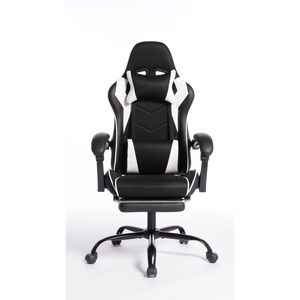 Sedia da Gaming DEEPfurniture E Sports Bianca, Comoda e Sicura in Materiale PU, Sedile da Auto con Spugna Sagomata e Funzioni Massaggianti - Product Image 1