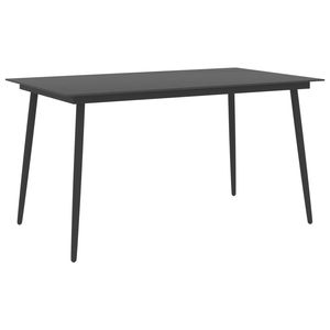 โต๊ะสวนเหล็กเคลือบสีดำพร้อมท็อปกระจก ขนาด 59.1 X 35.4 X 29.1 นิ้ว - Product Image 1