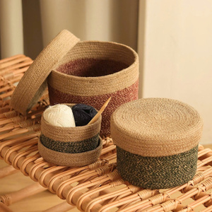 Natural Grass Braided Basket <b>Storage</b> <b>Containers</b> Handmade Design Mini Braided Seagrass Basket <b>Containers</b> Boho <b>Storage</b> OEM ODM - Product Image 3