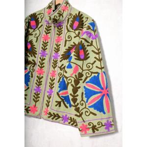 Abrigo Boho Colorido con Bordado Suzani, Chaqueta Artesanal, Moda Étnica Vintage - Product Image 2