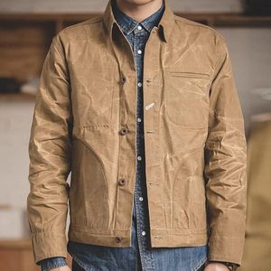 Chaqueta de lona encerada retro para hombre con bolsillos con cuentas, cremallera de algodón, para invierno - Product Image 2