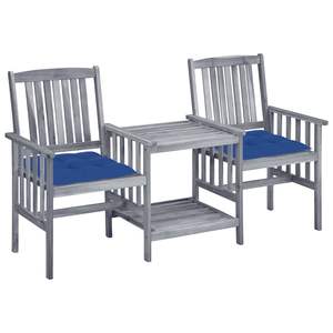 Chaise de patio gris et bleu roi avec table basse pour ensembles de jardin - Product Image 1