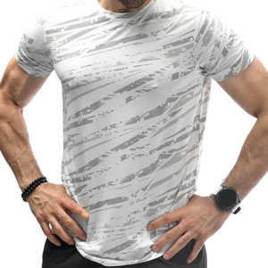 Camiseta Deportiva Blanca de Secado Rápido para Hombre, Transpirable, Elástica en 4 Direcciones, Costuras Overlock, para Gimnasio, Running, Entrenamiento - Product Image 3
