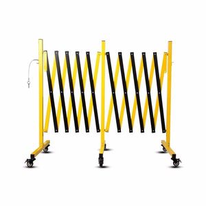 Barriera di Sicurezza Retrattile da 17 Piedi, Cancello Portatile per Vialetti, Barricata Espandibile in Metallo con Ruote per Uso Esterno - Product Image 1