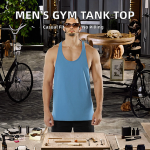 Débardeurs pour hommes, décontractés, sans coutures, séchage rapide, 100% coton lavé, pour vêtements de sport, légers, tricotés, logo personnalisé, couleur personnalisée - Product Image 4