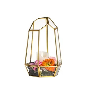 Terrario de Metal Moderno, Macetero de Vidrio, Elegante Soporte para Plantas de Interior, Decoración Geométrica para el Hogar - Product Image 1
