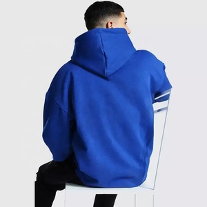 Vente directe d'usine, sweat à capuche streetwear personnalisé, coupe ample, bleu royal, sans cordons, sweat à capuche surdimensionné pour homme - Product Image 3