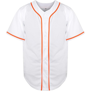 Camiseta Deportiva Blanca Tradicional de Béisbol con Botones, Unisex, de Alto Rendimiento, con Rayas Rojas, Ropa Deportiva - Product Image 1