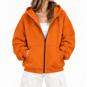 Sudadera con capucha casual para mujer con cremallera completa, cómoda, personalizable, proveedor mayorista de ropa de fábrica, calidad premium - Product Image 1