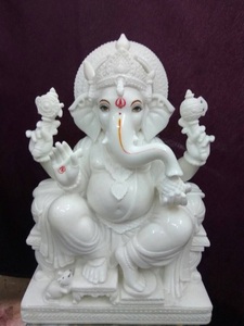 Estatua de Ganesha Ji de mármol blanco puro antiguo - Product Image 6
