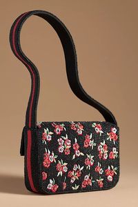Bolso de Noche Cruzado con Cuentas y Flores, Cierre de Cremallera, Elegante Forma Rectangular, Diseño Bordado a Mano - Product Image 1