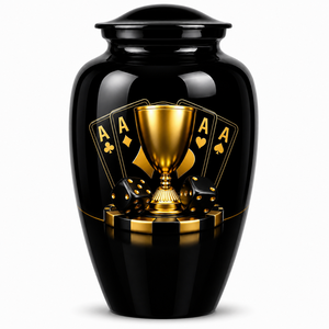 Luxury Poker Chips Playing <b>Cards</b> with Dies Picture sticker with Enamel <b>Memorial</b> Cremation Urn for Adults Human Funeral As - Product Image 3
