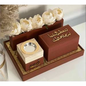 Ensemble élégant de brûleur d'encens arabe en cuir marron, brûleur d'encens portable, porte-bouquet d'encens avec boîte de rangement, plateau, décoration de bureau, salon - Product Image 4