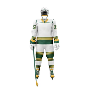Uniforme de hockey sobre hielo de poliéster 100% con diseño personalizado, cómodo y de talla ajustable, con nombre de equipo e impresión personalizados, en stock. - Product Image 3