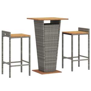 Conjunto de Bar de Jardín de 3 Piezas en Ratán PE Gris con Reposapiés, Muebles de Bar Contemporáneos - Product Image 3