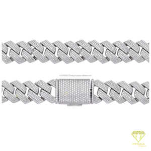 Collar de Diamantes Moissanite en Plata de Ley 925 con Diseño de Eslabones Anchos y Planos, Acabado Plateado, Joyería de Moda - Product Image 3