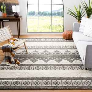 Tapis en laine épaisse fait main, à boules de feutre, abstrait, texturé, rayé, style moderne bohème, pour salon, taille personnalisée, doux et épais, 1 pièce - Product Image 2