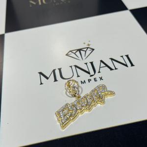 Collier Hip Hop avec pendentif lettre en diamant glacé plaqué or, bijoux de rappeur, breloques de fête certifiées IGI - Product Image 4