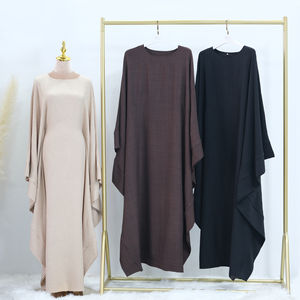 Abaya OEM al por mayor para Eid, de manga murciélago y cintura entallada, de crepé Jazz, talla grande, vestido largo islámico para mujer, estilo mariposa, Dubai, musulmán - Product Image 3