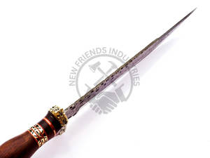 Couteau Bowie en acier Damas de 13 pouces, forgé à la main, lame fixe, couteau de chasse avec manche en bois et laiton, couteau de camping, couteau de survie ultra-affûté - Product Image 4