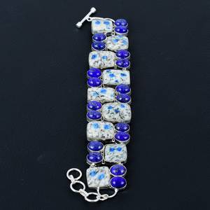 Pulsera de Lapislázuli y Jaspe K2 Hecha a Mano con Plata de Ley 925, Elegante Regalo para Mujer, Novia - Product Image 3