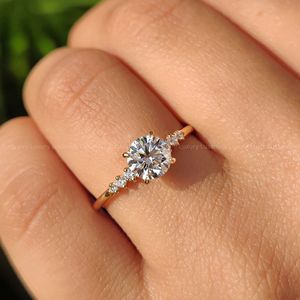 Bague en platine 950 pour femme, diamant rond taille E couleur VS, design sept pierres, 0,50 à 2,00 carats, bijoux fins, fiançailles, anniversaire - Product Image 5