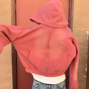 Nouveau design, sweat à capuche épais 100 % coton, effet vintage délavé, personnalisé, effet usé soleil, zippé, pour homme - Product Image 5