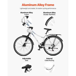 Bicicleta Híbrida Ligera con Cuadro de Aluminio, Ruedas 700c, para Hombres y Mujeres, Urbana, para Adultos - Product Image 2